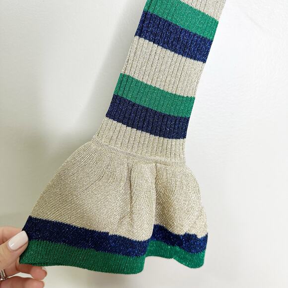 Baum Und Pferdgarten Womens Cliantha Polo Knit Top Goldlurex Stripe Size XS - Picture 5 of 9